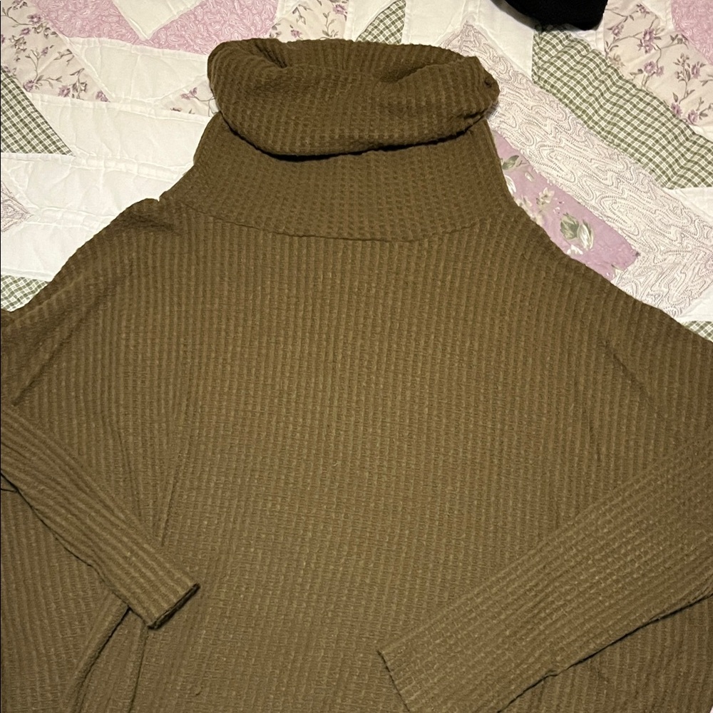 Zenana Outfitters Olive Cowl Neck Sweater
